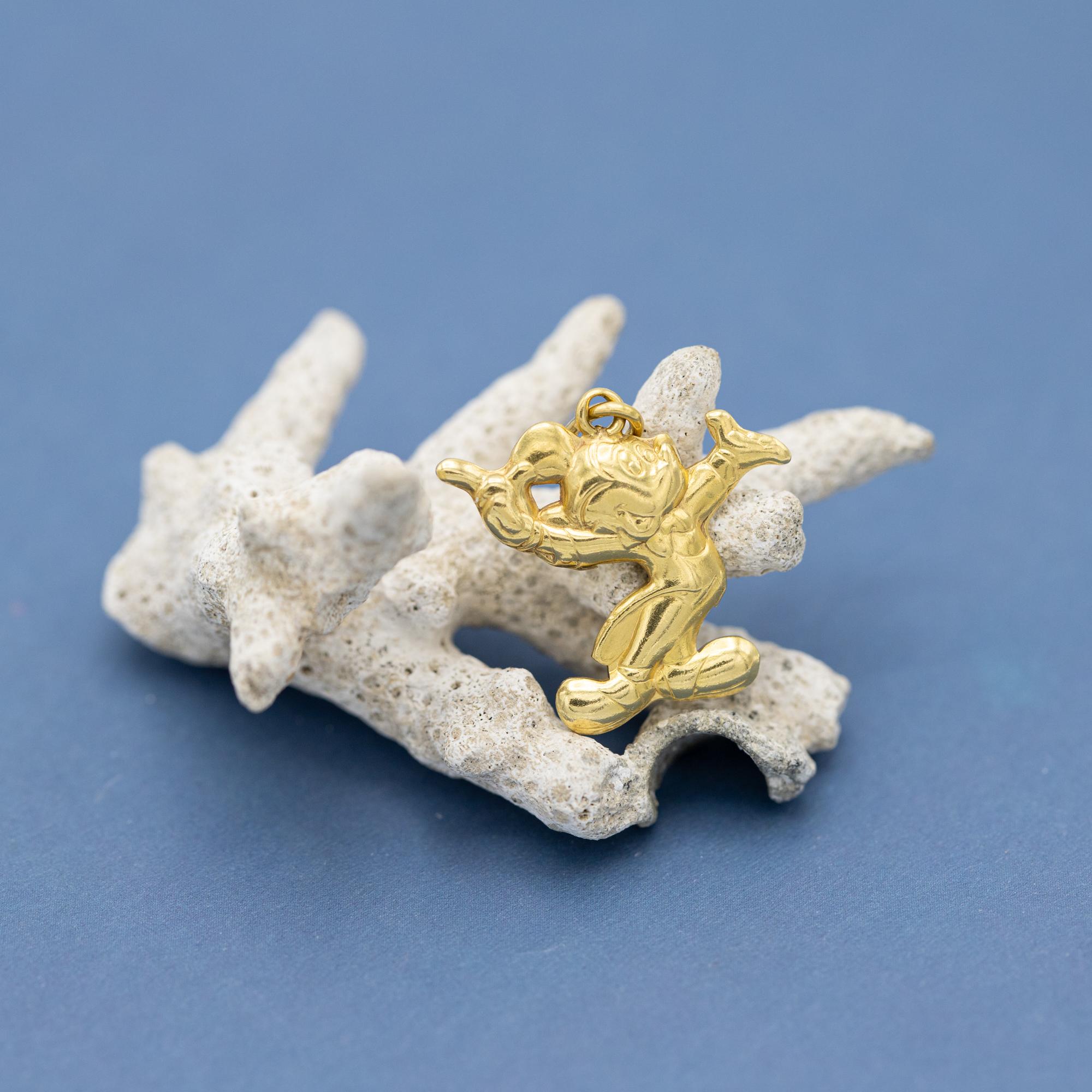 Femenino o masculino Colgante vintage 18k Mickey Mouse - Oro amarillo macizo - Mickey con esmoquin
