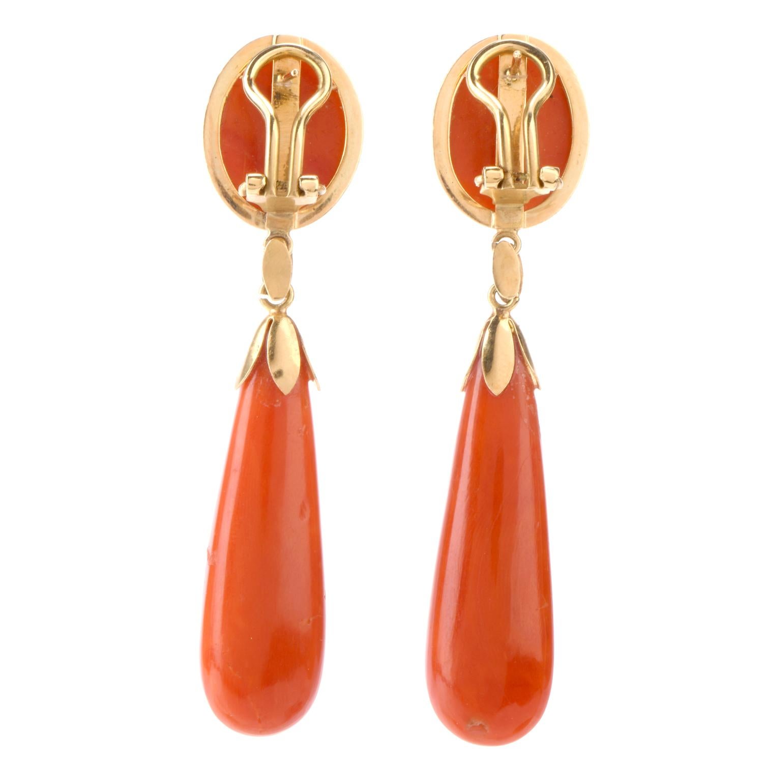 coral teardrop earrings