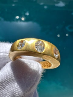 Vintage 18k Old Cut Oval Diamond Gypsy Ring
