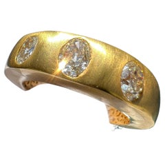 Vintage 18k Old Cut Oval Diamond Gypsy Ring