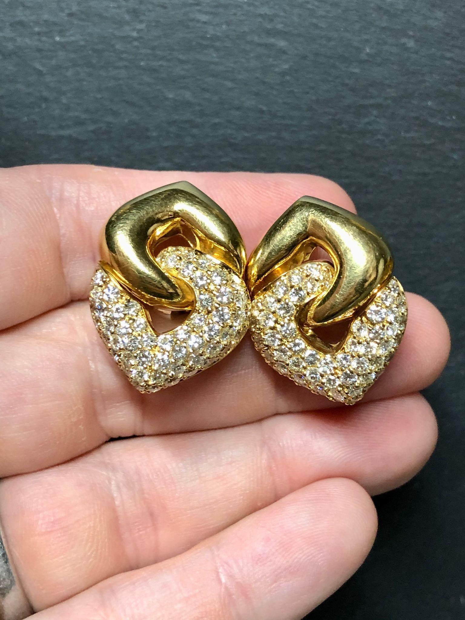 Women's Vintage 18K Pave Diamond Huggy Earrings For Sale