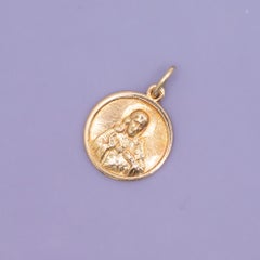 Vintage 18k pendant - Holy Sacred Heart of Jesus - our lady of Scapular