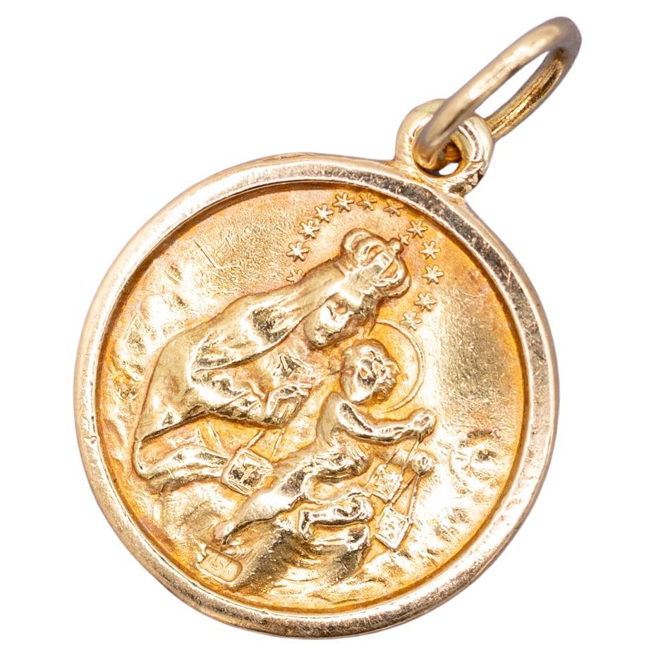 Vintage 18k pendant - Holy Sacred Heart of Jesus - our lady of Scapular