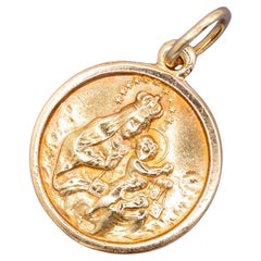 Vintage 18k pendant - Holy Sacred Heart of Jesus - our lady of Scapular