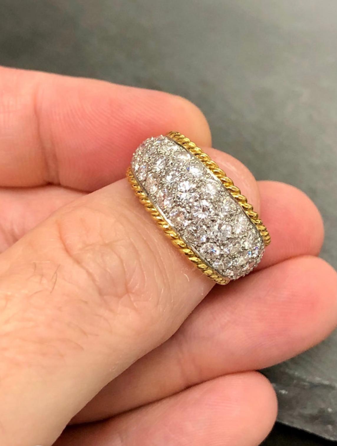 Vintage 18K Platinum 1950’s Graduated Pave Diamond Band F Vs1 Sz 8.5 In Good Condition For Sale In Winter Springs, FL