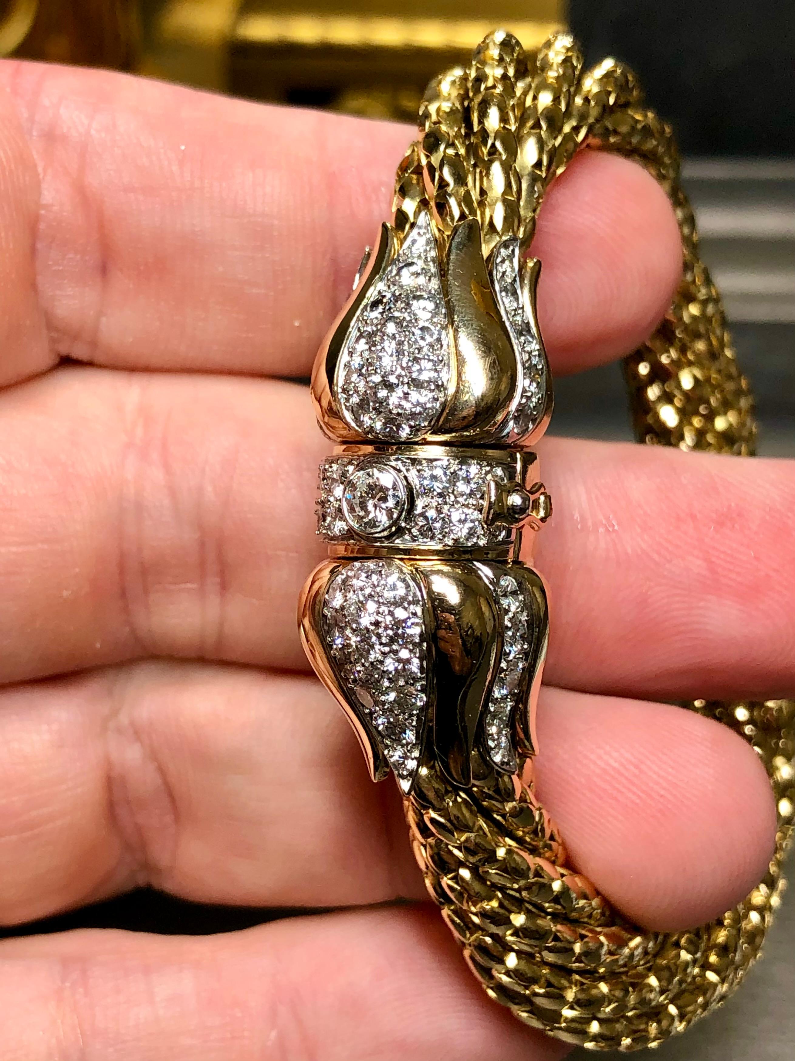 Vintage 18K Platinum Diamond Multistrand Heavy Gold Bracelet 2.75cttw G Vs 6.75” In Good Condition For Sale In Winter Springs, FL