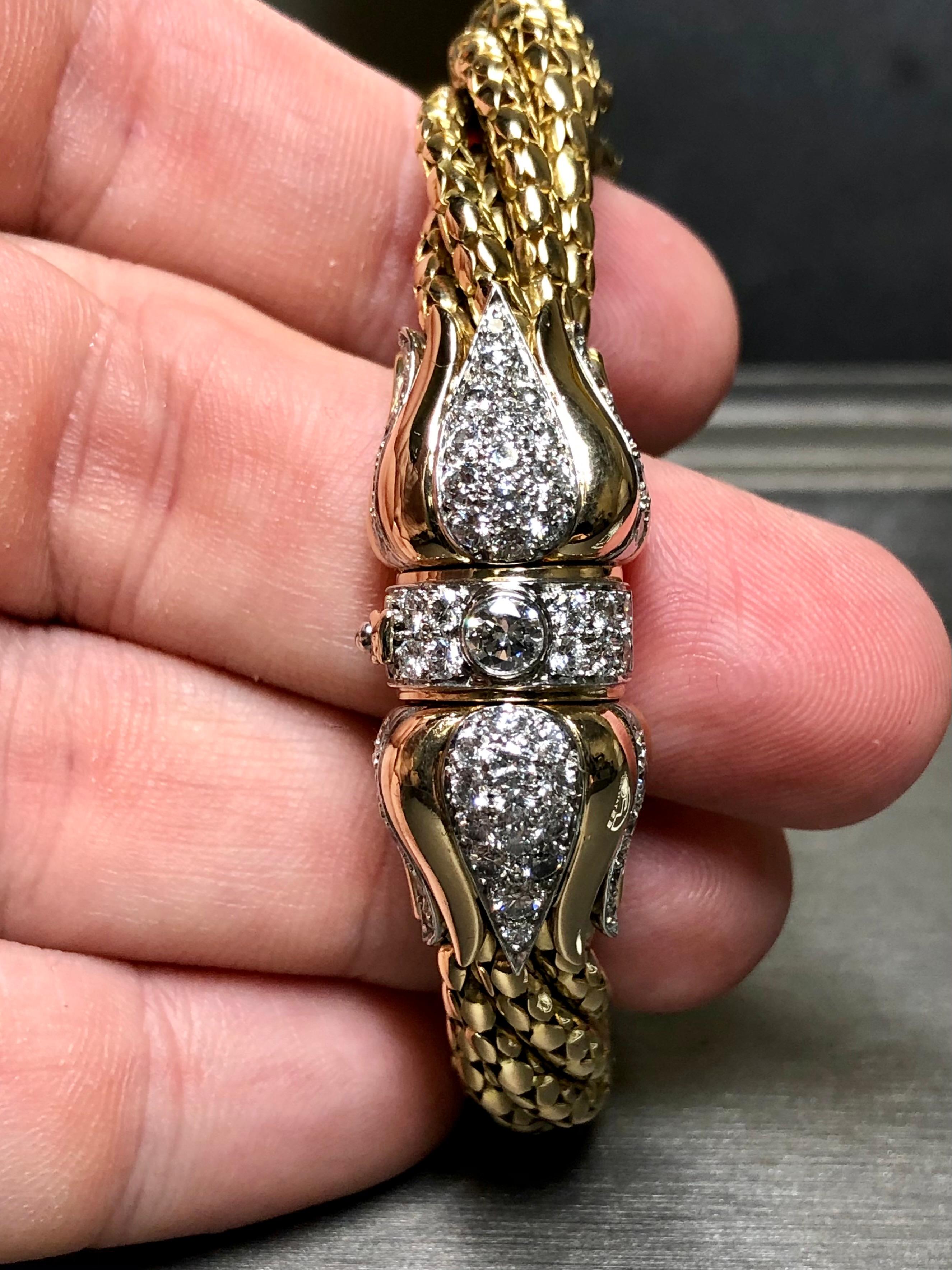 Vintage 18K Platinum Diamond Multistrand Heavy Gold Bracelet 2.75cttw G Vs 6.75” For Sale 2