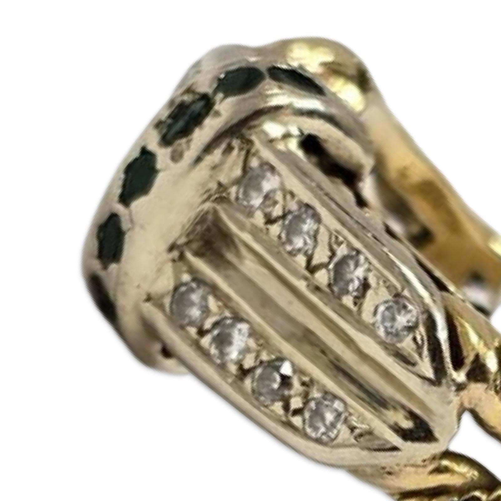 Women's Vintage 18K Rope Ring, 0.25ct Emeralds & 0.20ctw Diamonds, Size 6.25 For Sale