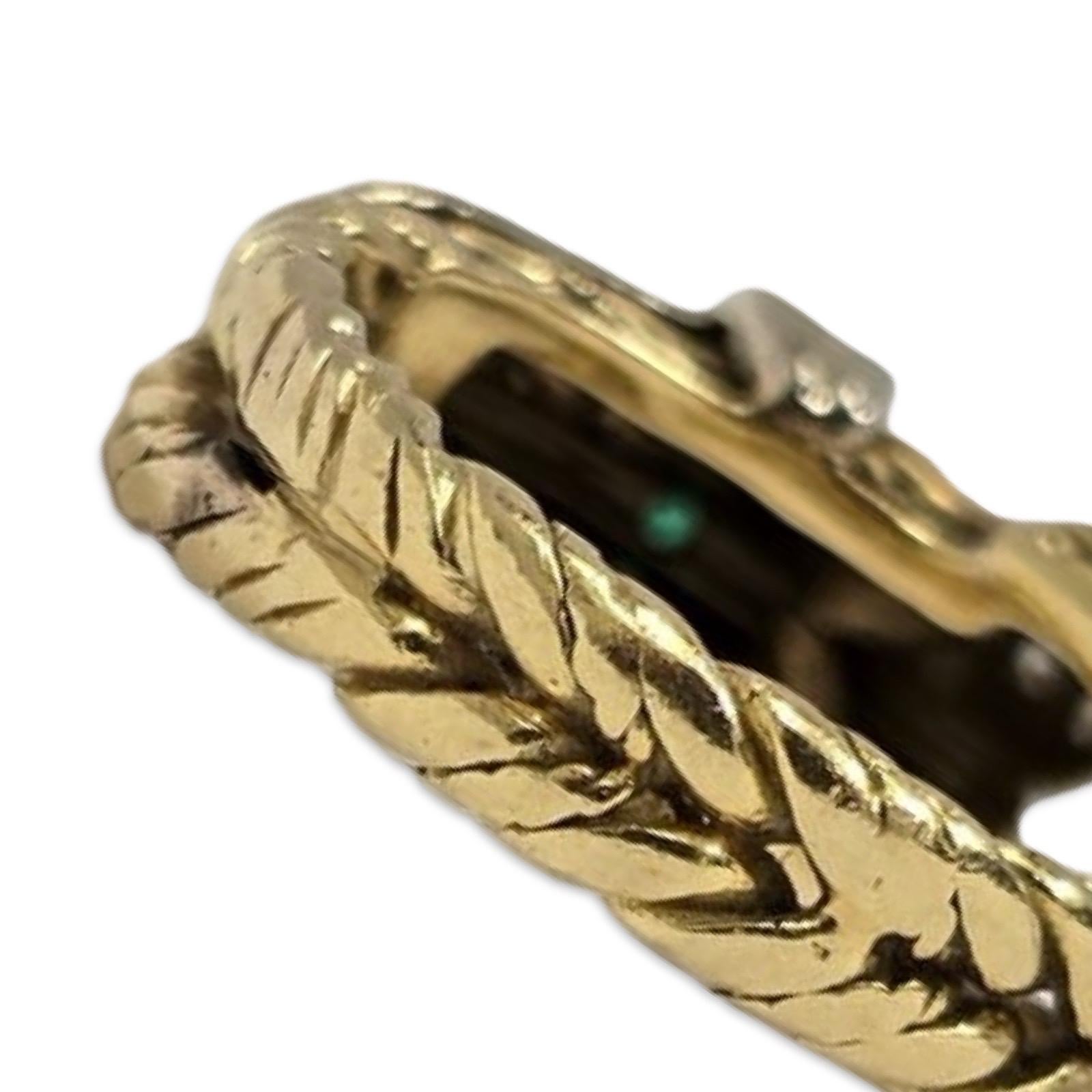 Vintage 18K Rope Ring, 0.25ct Emeralds & 0.20ctw Diamonds, Size 6.25 For Sale 2