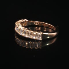Vintage 18K Rose Gold Baguette Diamond Half Eternity Band Ring Size 6.5