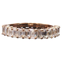 Vintage 18K Rose Gold Baguette Diamond Half Eternity Band Ring Size 6.5