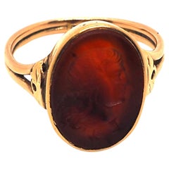 Vintage Ring Cornelian 18 K Rose solid  Gold 