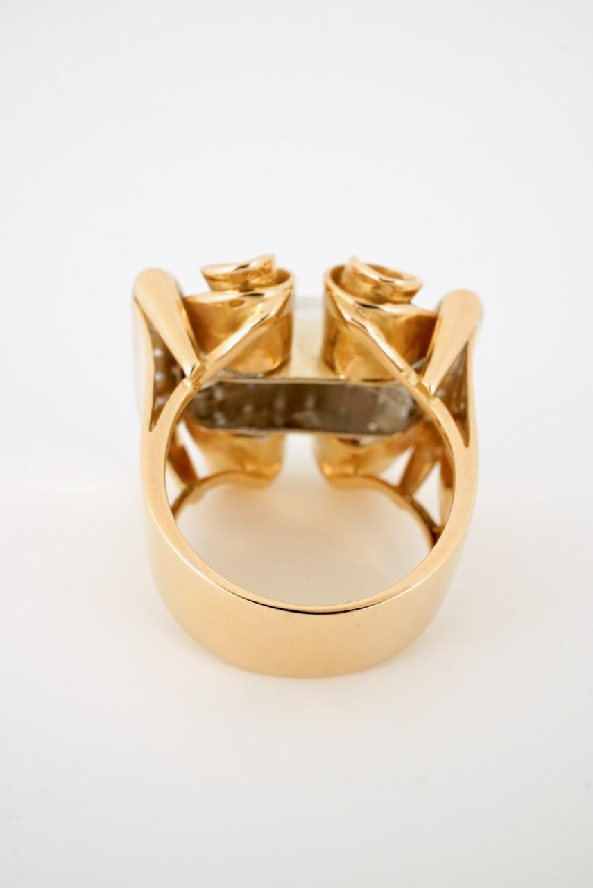 Vintage 18 Karat Rose Gold Diamond Retro Ring In Good Condition For Sale In Sydney, NSW