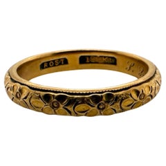 Vintage 18K Rose Gold Engraved Wedding Band Size 10
