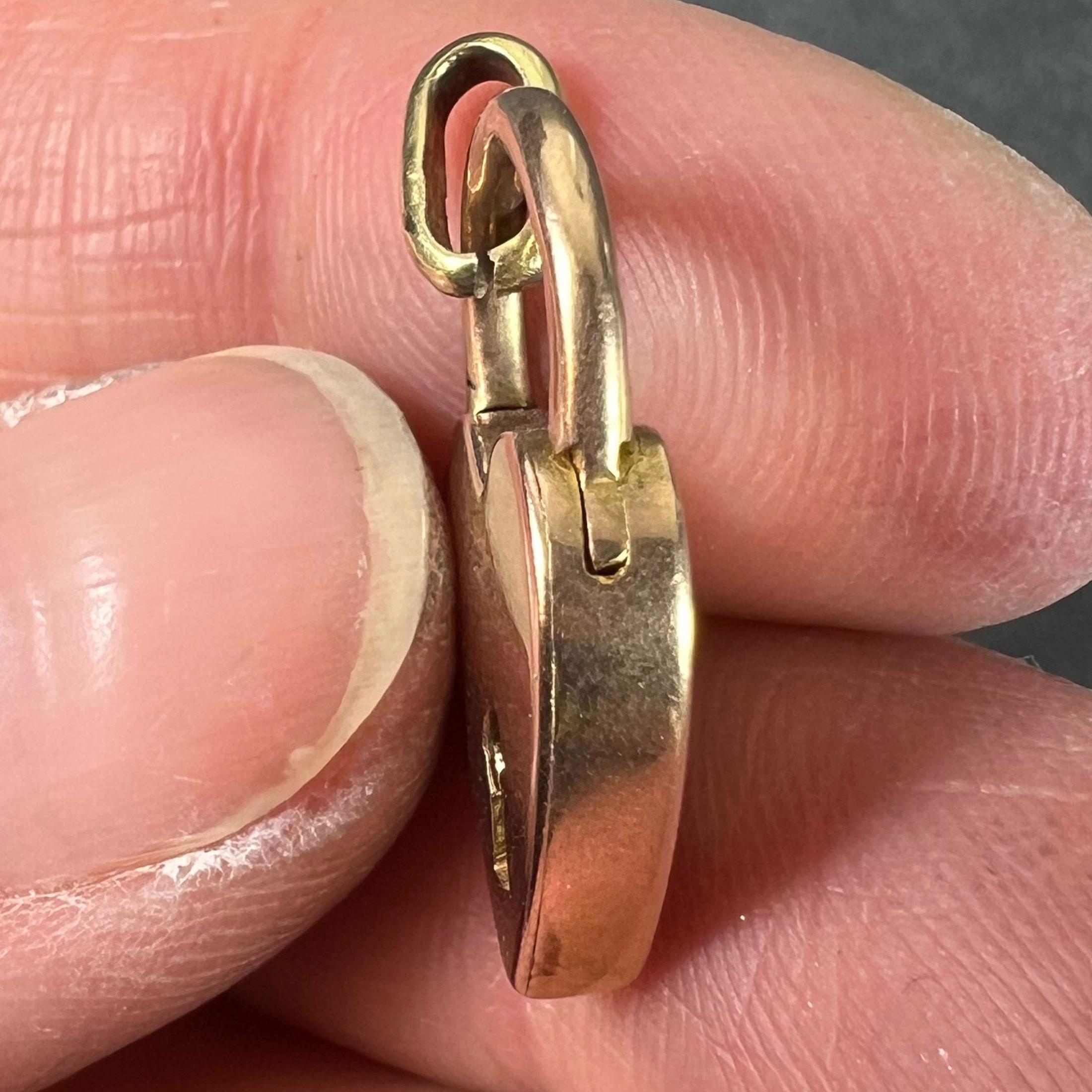 Vintage 18K Rose Gold Herz Vorhängeschloss Charm Anhänger im Angebot 3