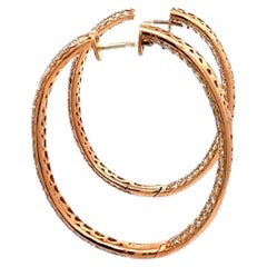 Boucles d'oreilles vintage en or rose 18 carats, ornées de diamants ronds de 11,46 carats, de qualité G-VS1