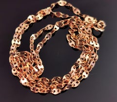 Vintage 18k Rose Gold Mariner Link Chain Necklace, Italian