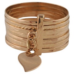 18K Rose Gold Multiple Ring with Heart Charm