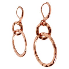 Vintage 18k Rose Gold Plated Hammered Tiered Hoop Earrings
