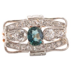 Vintage 18k Rose Gold 
Platinum Sapphire 
Diamond Ring