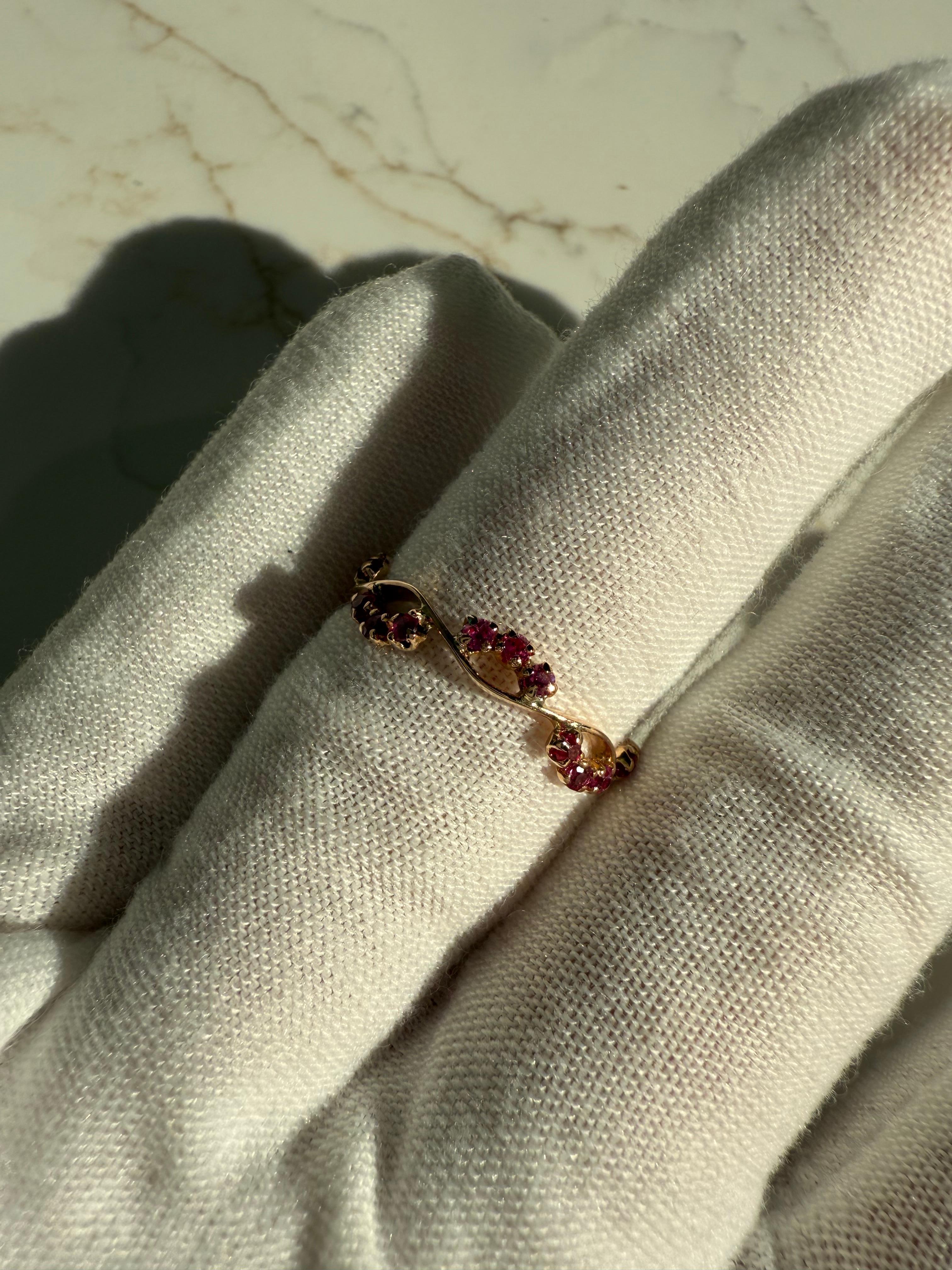 Retro Vintage 18K Rose Gold Ruby Eternity Band Ring. For Sale