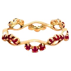 Vintage 18K Rose Gold Ruby Eternity Band Ring.