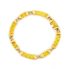 Vintage 18k Rose & Yellow Gold Bright-Cut Bracelet, 8 1/2" long