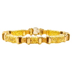 Pulsera vintage de oro rosa y amarillo de 18 quilates de corte brillante, 8 1/2" de largo