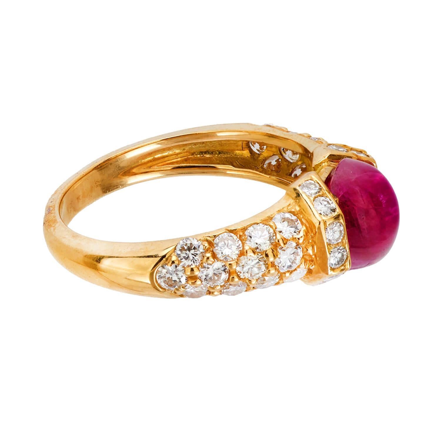 Rétro Anello di rubini e diamanti vintage 18k in vendita