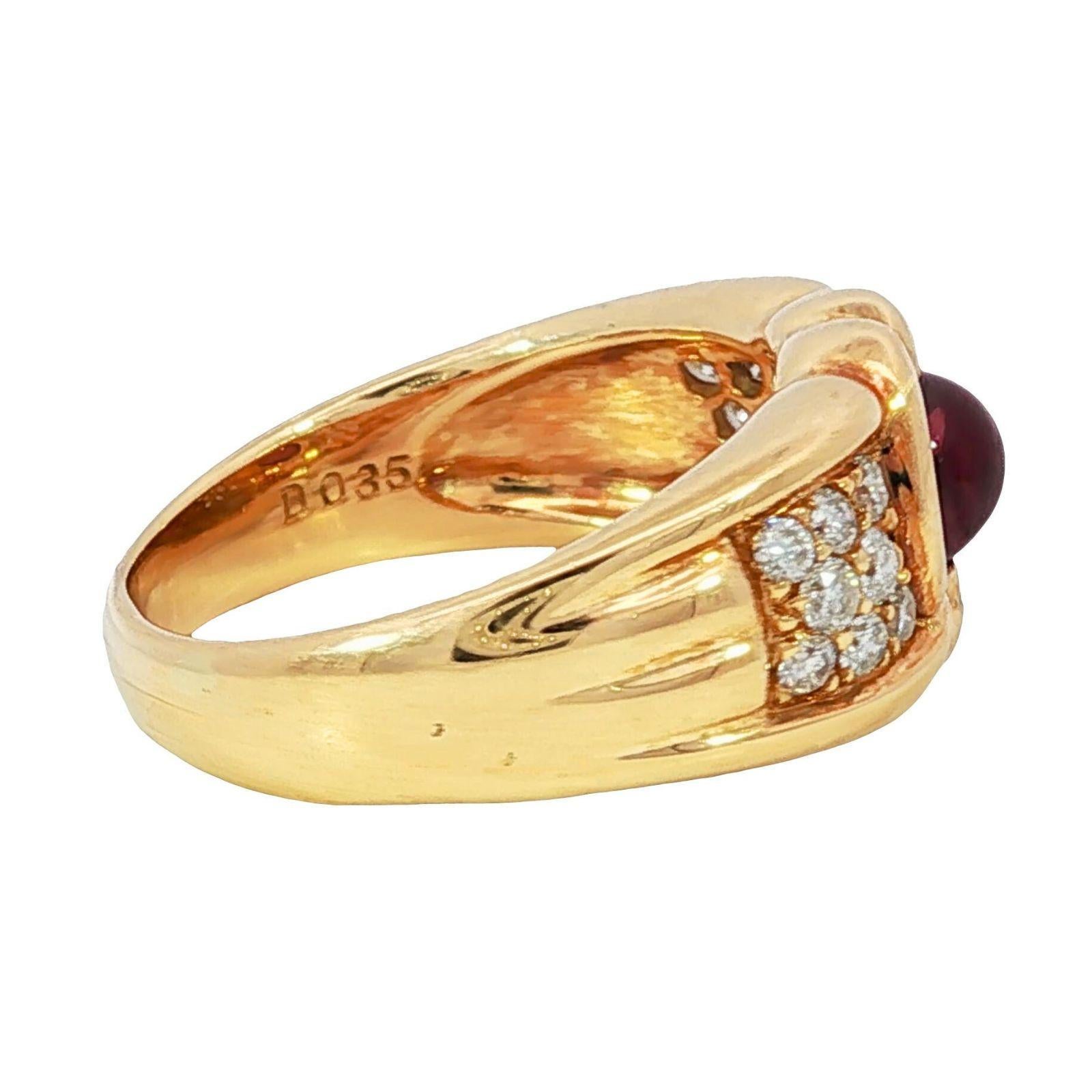 Anello di rubino e diamanti d'epoca in oro giallo 18 carati, misura 7,25 ~1,66ctw in vendita 4