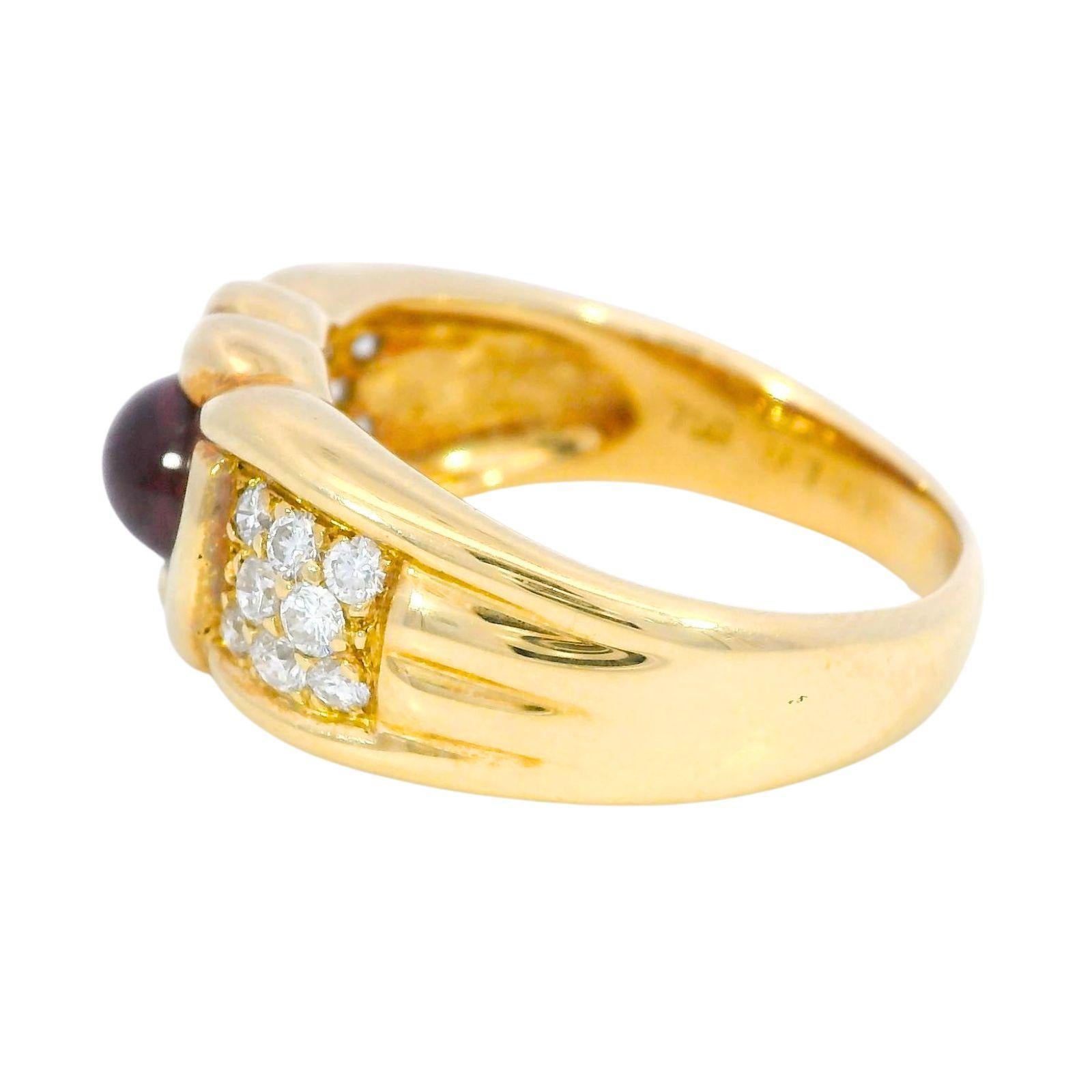 Anello di rubino e diamanti d'epoca in oro giallo 18 carati, misura 7,25 ~1,66ctw In condizioni buone in vendita a Fairfield, CT