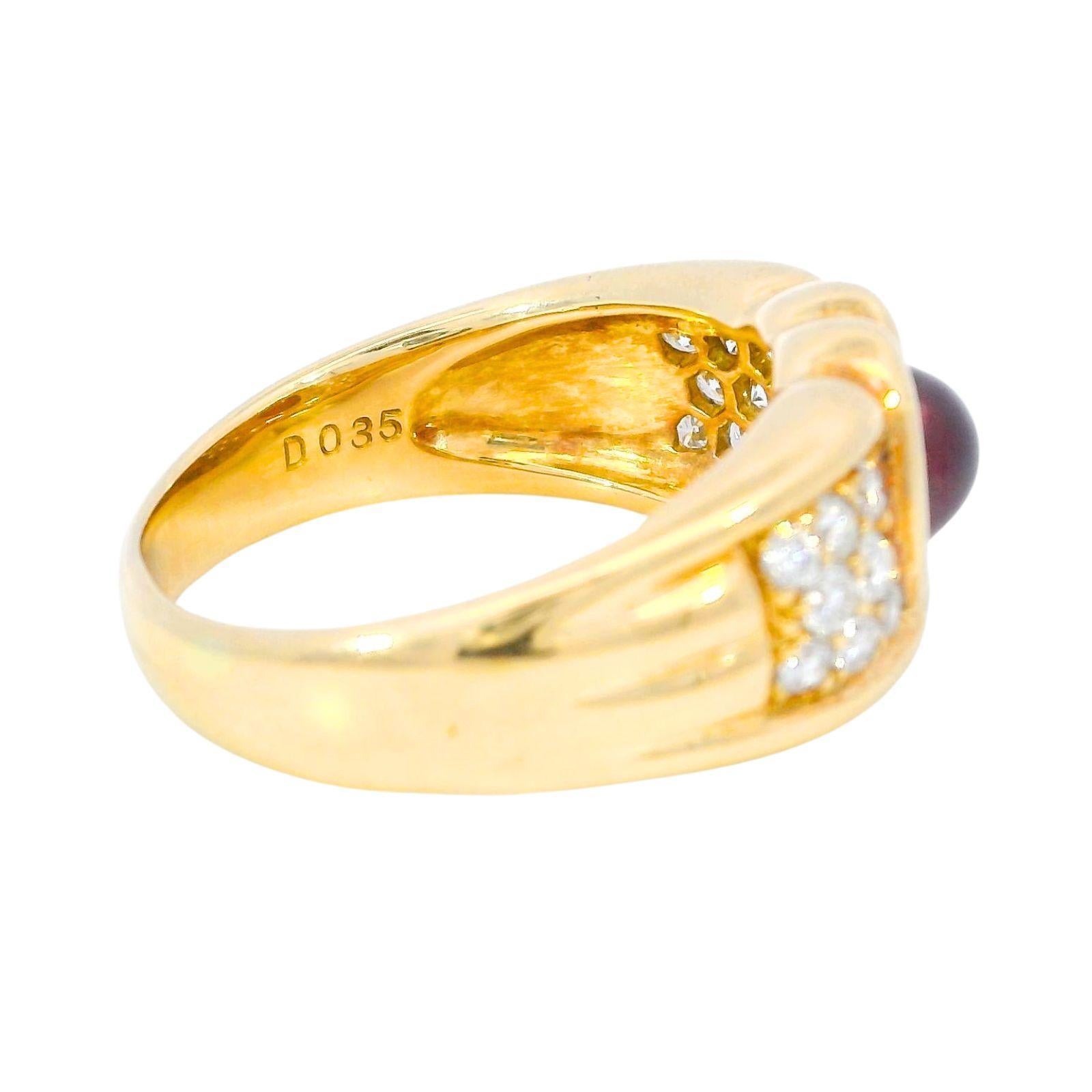 Donna Anello di rubino e diamanti d'epoca in oro giallo 18 carati, misura 7,25 ~1,66ctw in vendita