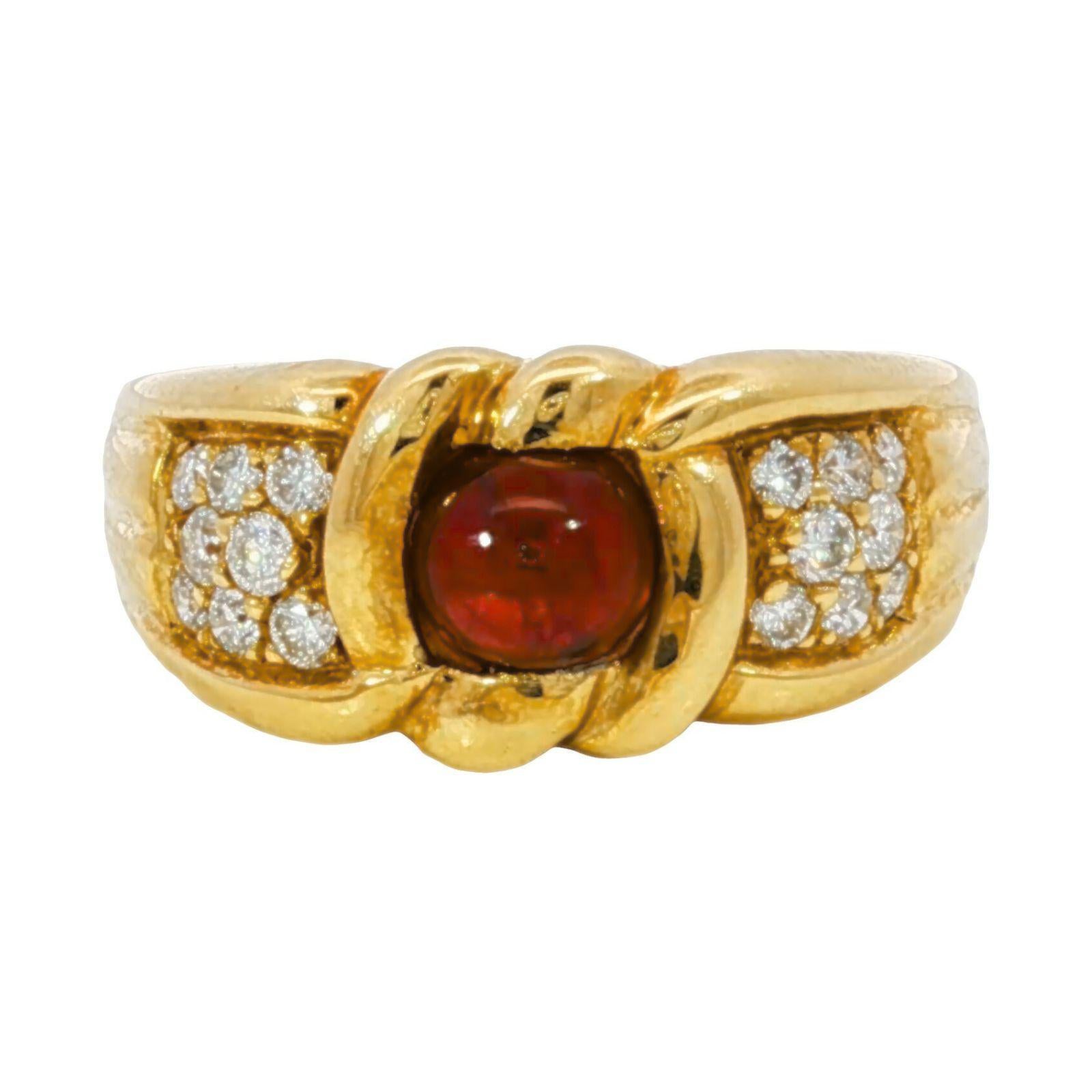 Anello di rubino e diamanti d'epoca in oro giallo 18 carati, misura 7,25 ~1,66ctw in vendita 1
