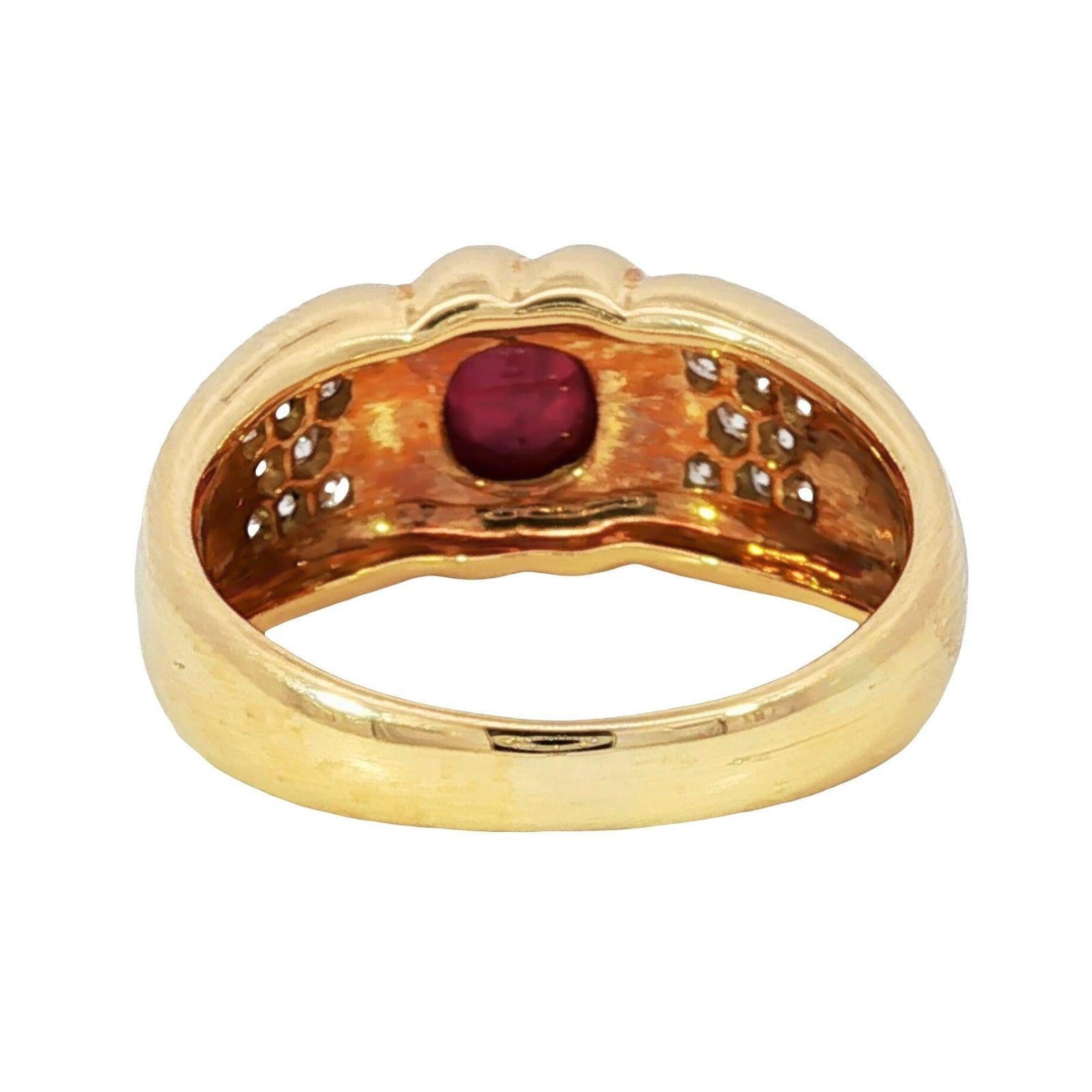 Anello di rubino e diamanti d'epoca in oro giallo 18 carati, misura 7,25 ~1,66ctw in vendita 3