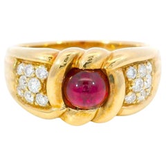 Vintage 18K Ruby Diamond Ring Yellow Gold Size 7.25 ~1.66ctw
