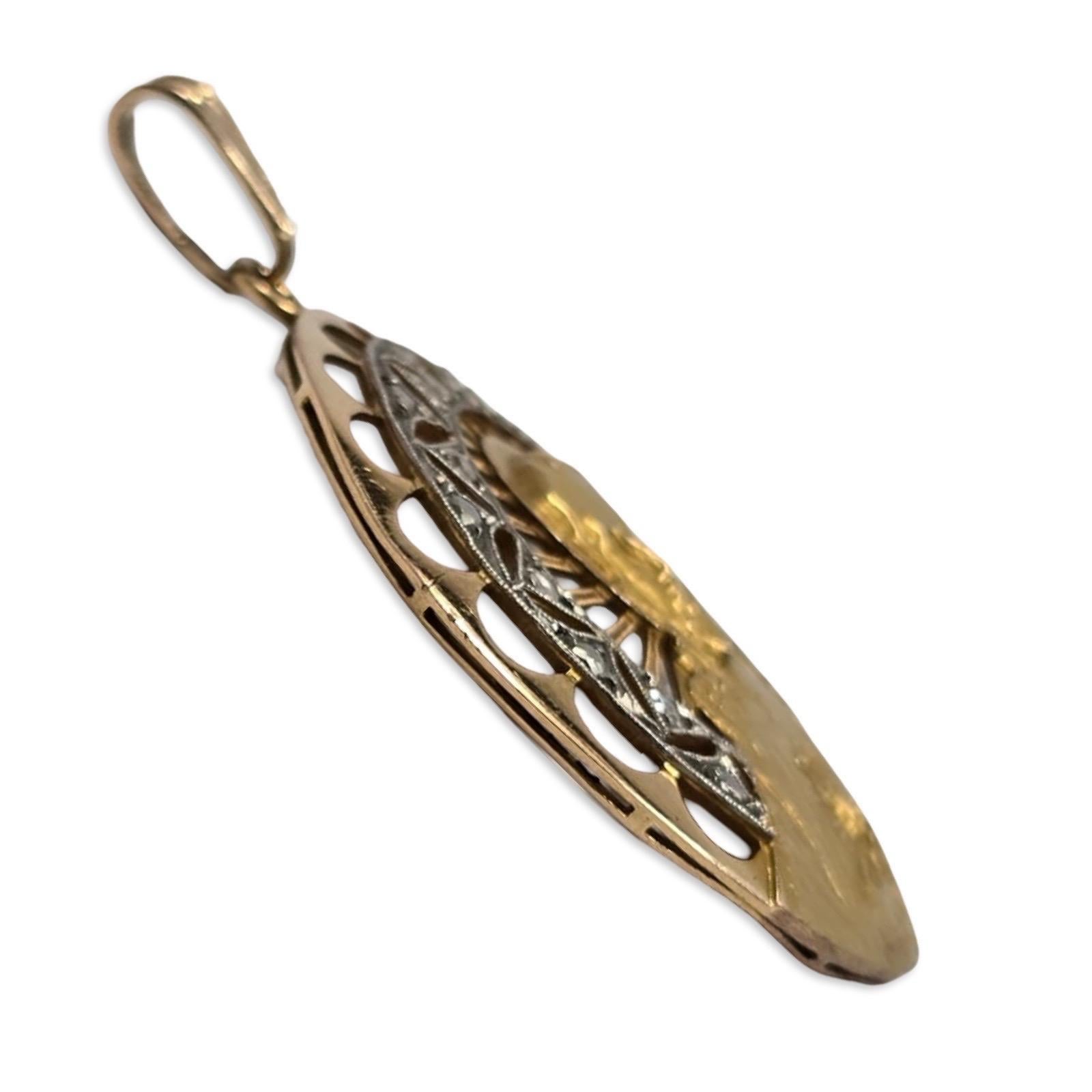 da uomo o donna Ciondolo a medaglione del Sacro Cuore di Gesù d'epoca in 18 carati con accenti di diamanti a raggiera in vendita