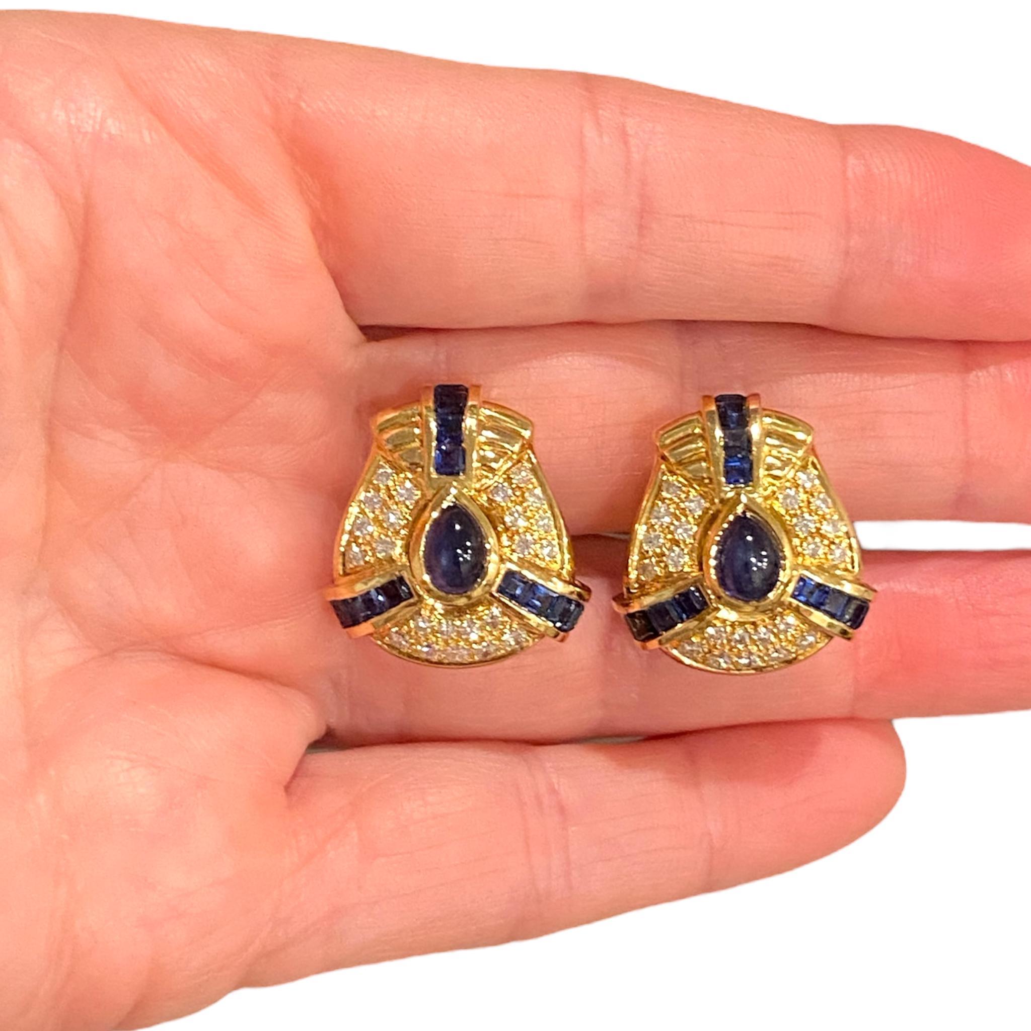 Vintage 18K Sapphire & Diamond Earrings 4