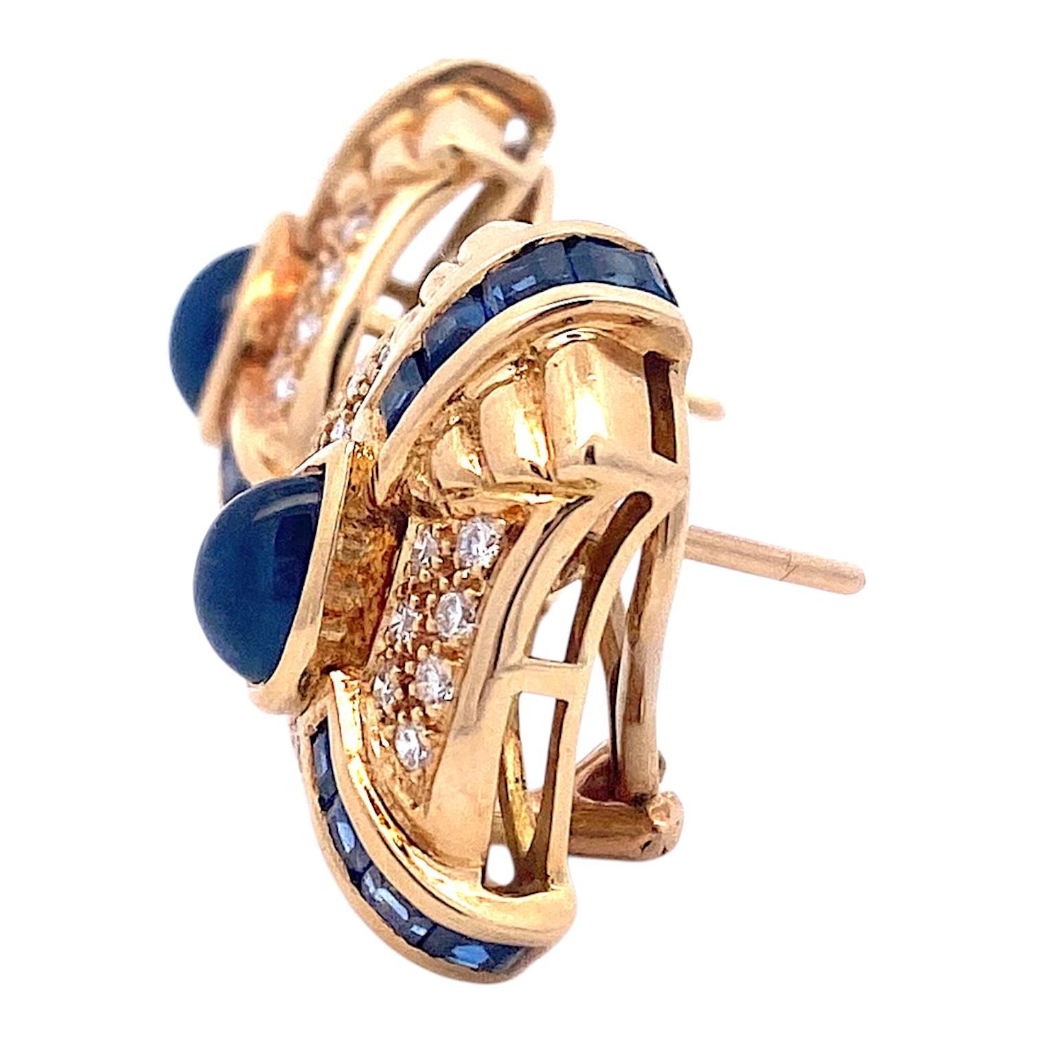 Contemporary Vintage 18K Sapphire & Diamond Earrings
