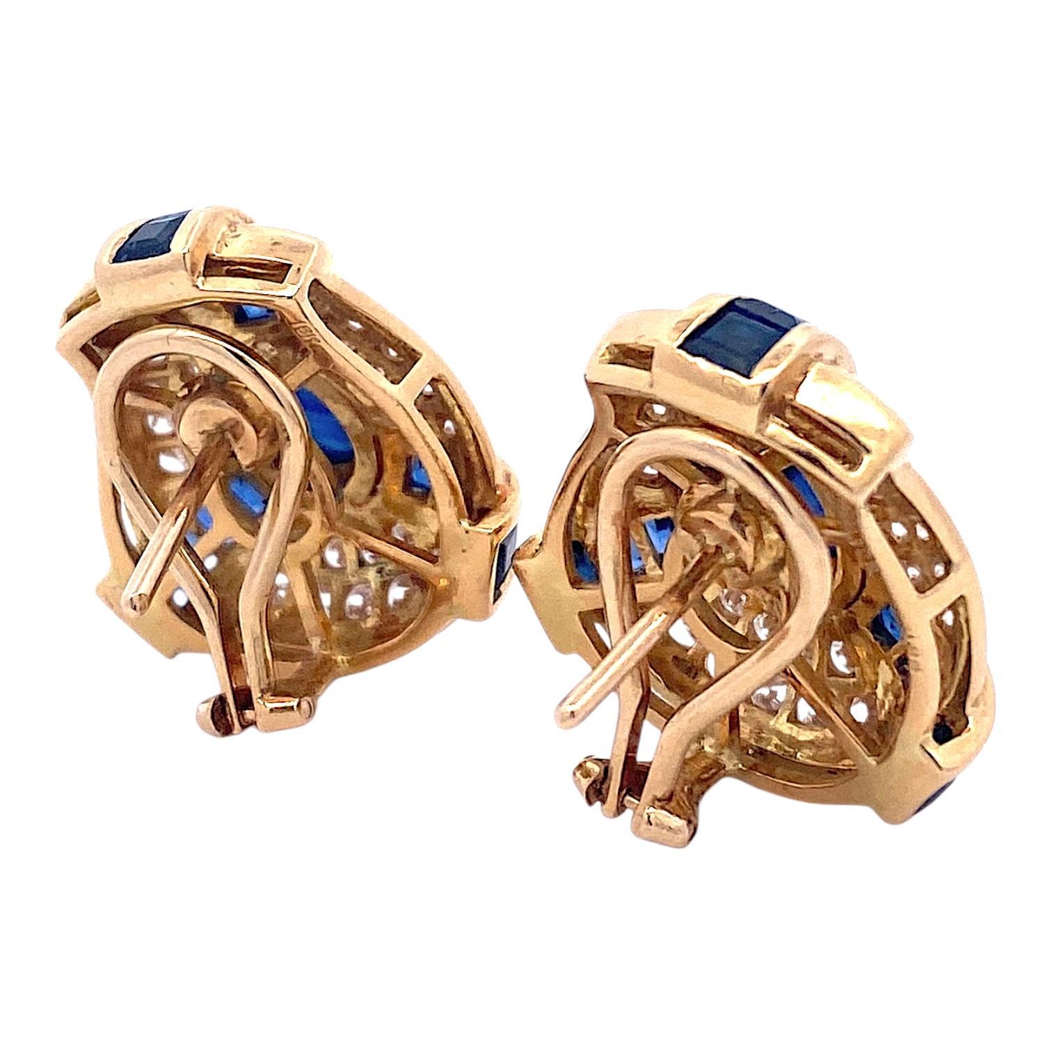 Women's Vintage 18K Sapphire & Diamond Earrings