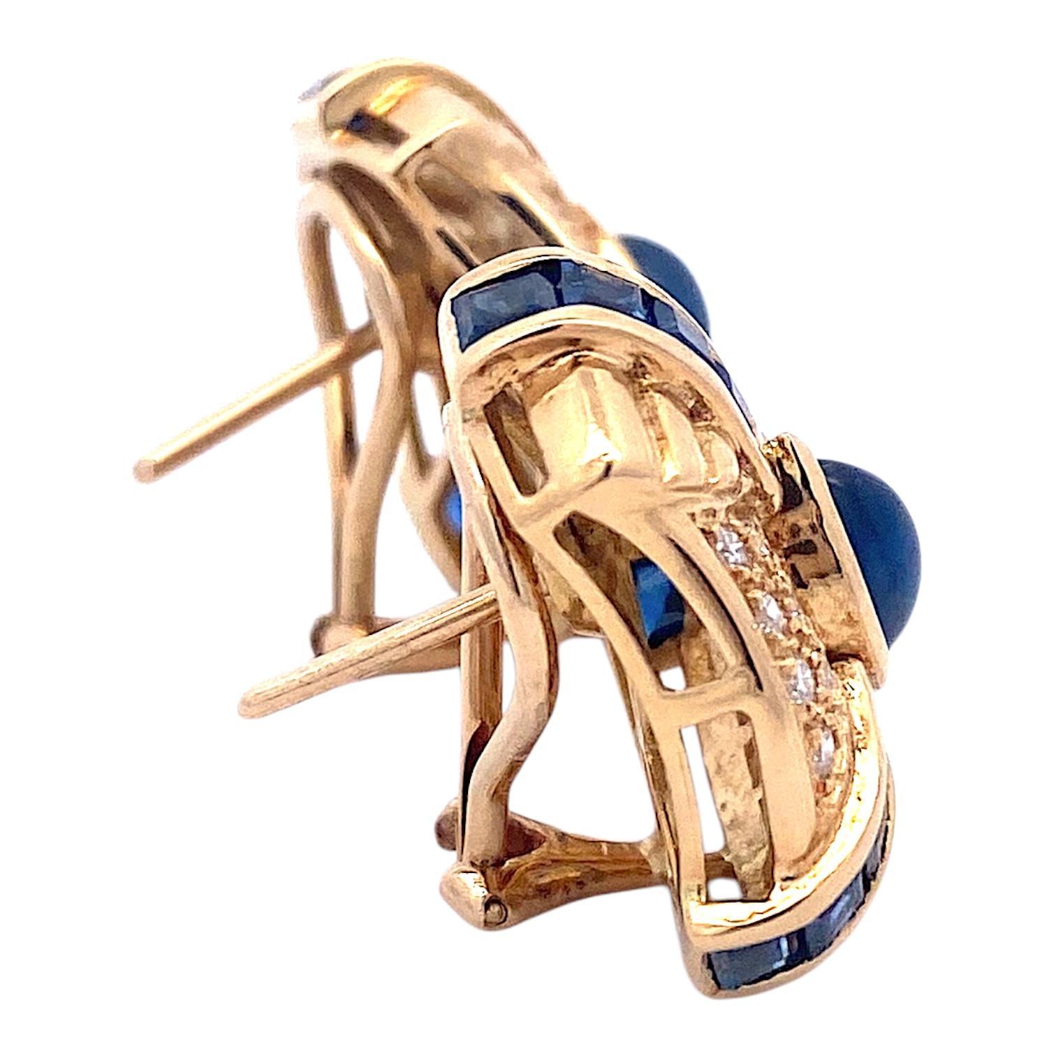 Vintage 18K Sapphire & Diamond Earrings 1