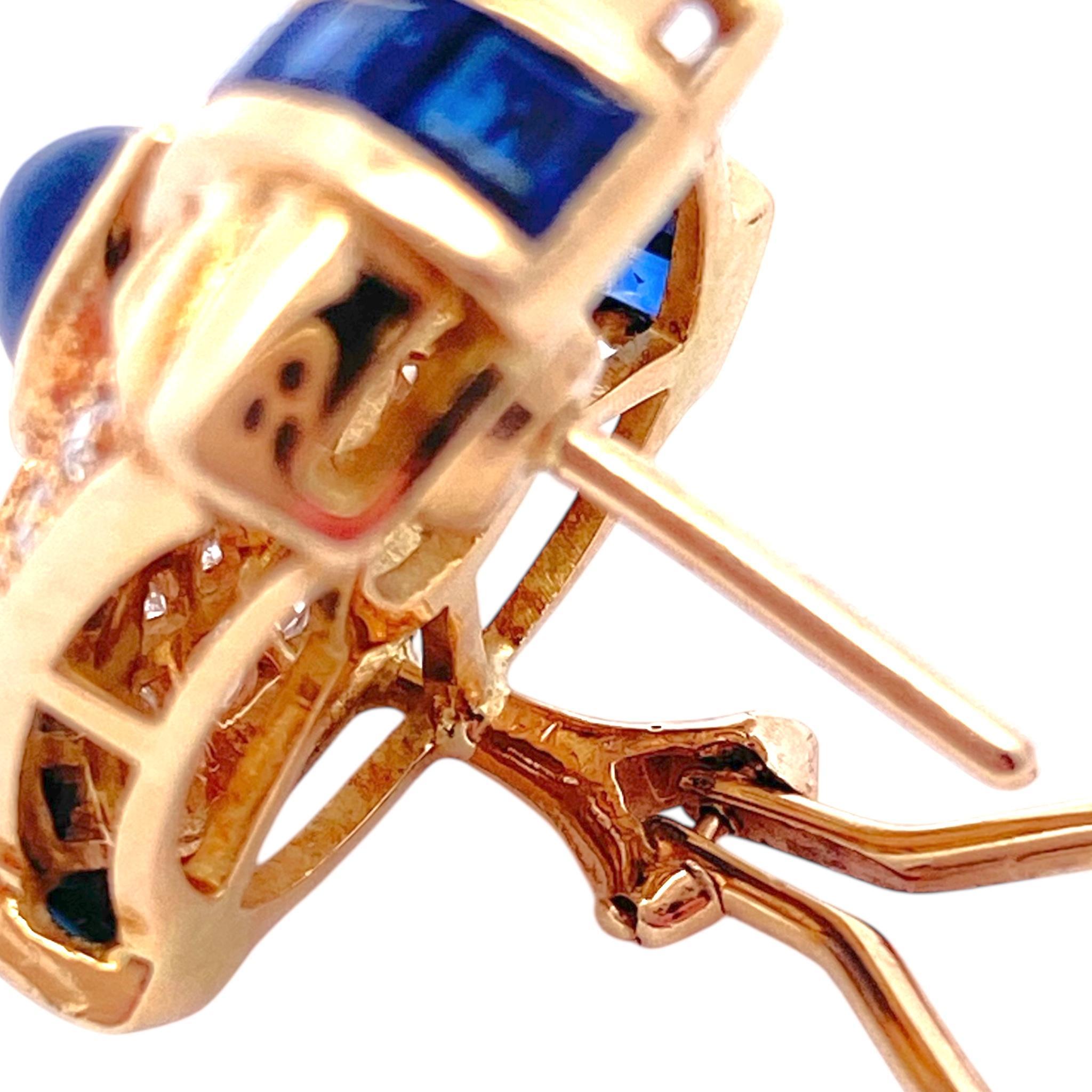 Vintage 18K Sapphire & Diamond Earrings 3