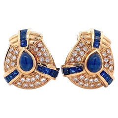 Vintage 18K Sapphire & Diamond Earrings