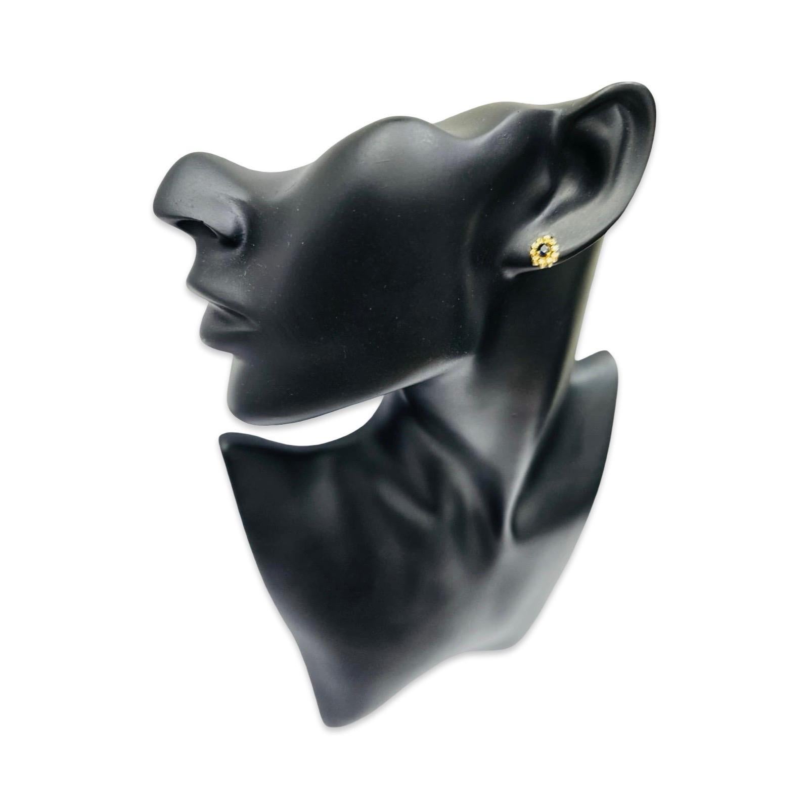 Vintage 18k Saphir & Diamant Halo Ohrstecker, 1,16ctw signiert MECAN Damen im Angebot