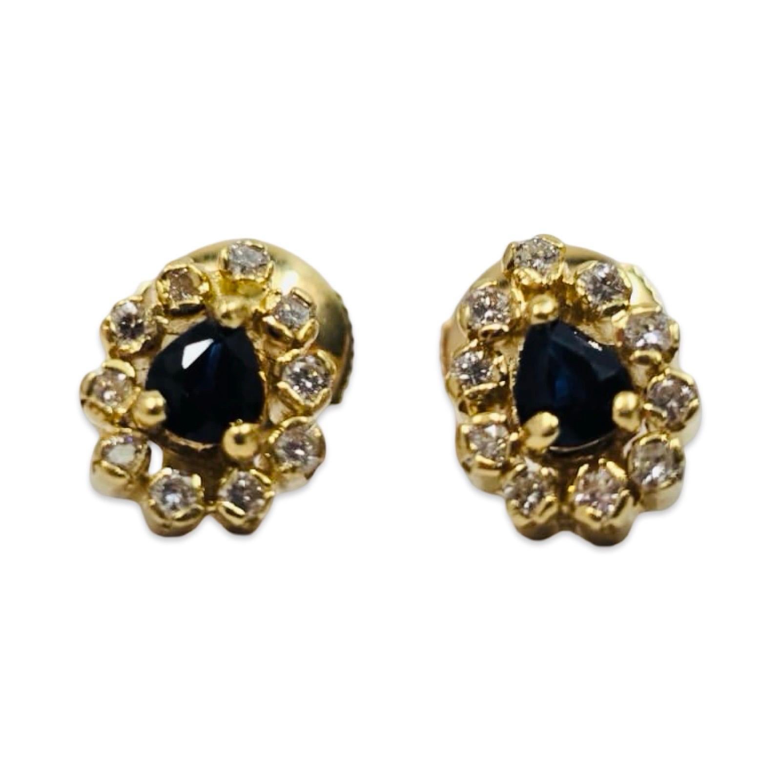 Vintage 18k Saphir & Diamant Halo Ohrstecker, 1,16ctw signiert MECAN im Angebot 1