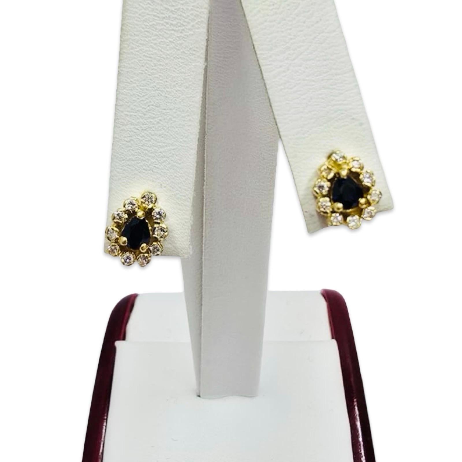 Vintage 18k Saphir & Diamant Halo Ohrstecker, 1,16ctw signiert MECAN im Angebot 2