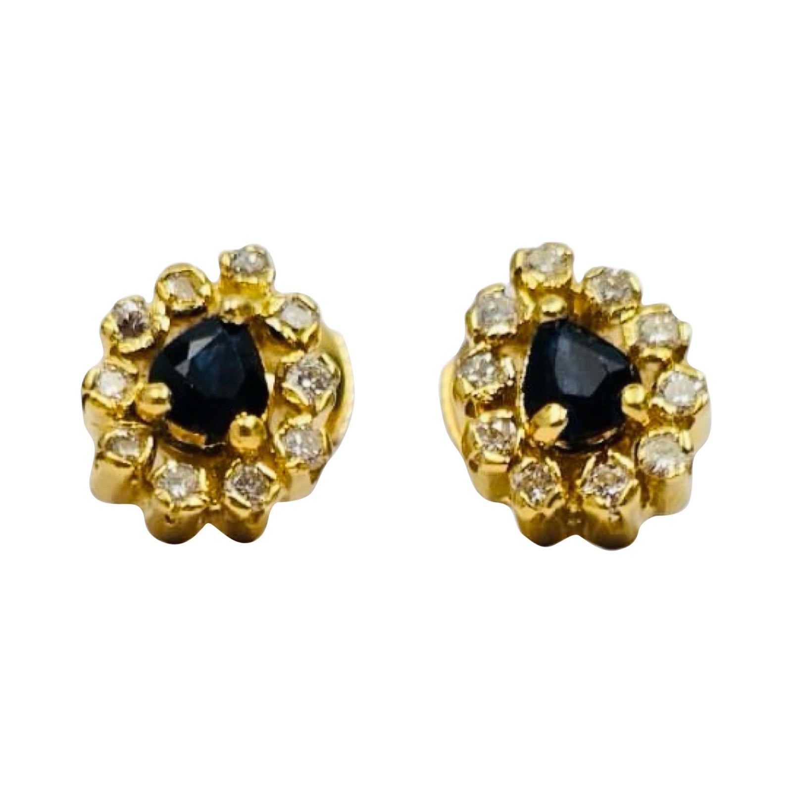 Orecchini a lobo con zaffiro e diamante d
epoca in 18k, 1,16ctw Firmati Mecan