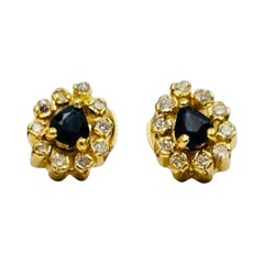 Orecchini a lobo con zaffiro e diamante d
epoca in 18k, 1,16ctw Firmati Mecan