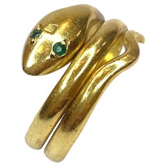 Anello serpente vintage 18 carati con occhi di smeraldo