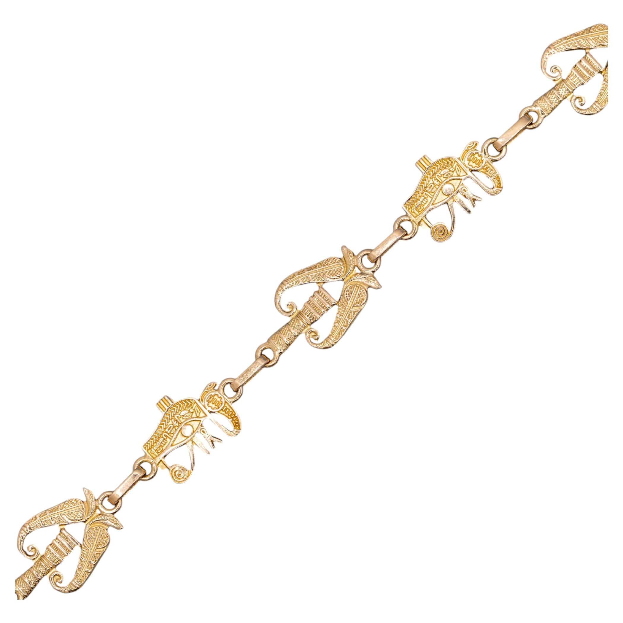 Vintage 18k massivem Gold ägyptischen Auge des Horus Armband im Angebot