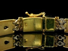 Vintage 18k Solid Gold Emerald Ruby Sapphire & Diamond Wire Work Link Bracelet